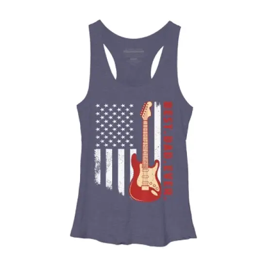 Women's Design By Humans Best Dad Ever Guitar and Flag By MINHMINH Racerback Tank Top image {4}