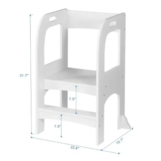 KTMBDW Kids Kitchen Step Stool for Kids with Safety Rail,Solid Wood Construction Toddler Learning Stool, Toddlers Kitchen Stool Tower (White) image {4}