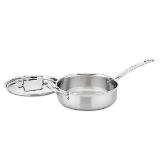 Cuisinart Classic MutliClad Pro 3.5qt Stainless Steel Tri-Ply Saute Pan with Helper Handle and Cover MCP33-24HN - Silver image {1}
