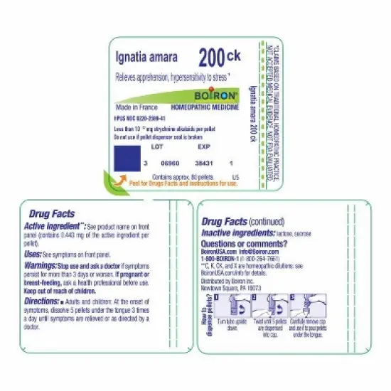 Ignatia Amara 200CK by Boiron Homeopathic Single Medicine For Stress & Sleep  -  80 Pellet image {1}