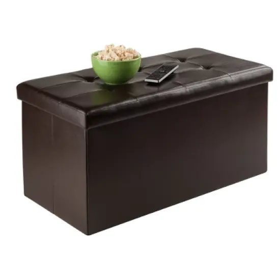 Ashford Ottoman with Accent Stools - Faux Leather - Espresso - Winsome image {2}