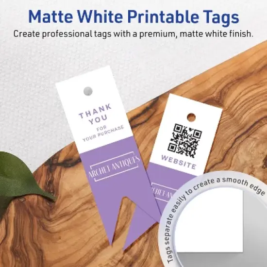 Avery Printable Banner Rectangle Flag Tags, Sure Feed Technology, 1" x 3", Matte White Cardstock, Print-to-The-Edge, Laser/Inkjet Printable, 400 Total image {2}