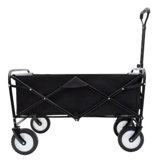 UBSSO Collapsible Utility Wagon Cart with All-Terrain Wheels & Strapping System, 360lbs Capacity, Black image {7}