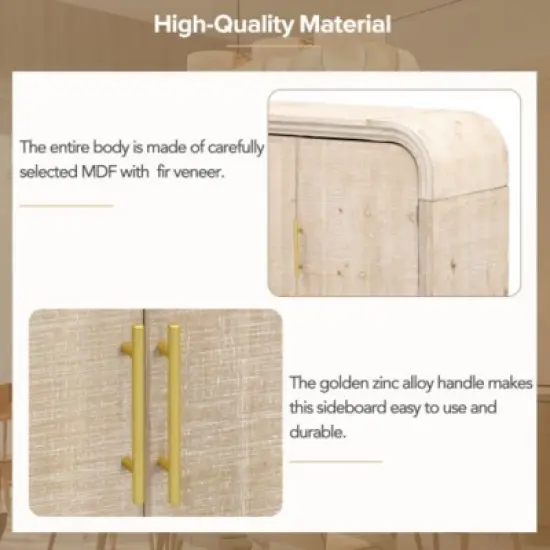 Sideboard Cabinet Curved Sideboard With Gold Handles And Adjustable Dividers Sideboard Buffet Cabinet With Storage For Living Room Dining Room image {2}