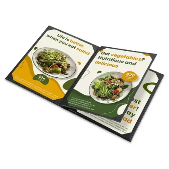 WeChef 5 Pack Menu Covers 8.5 x 11" 4 Views Faux Leather Cafe Restaurant Bars Black image {2}