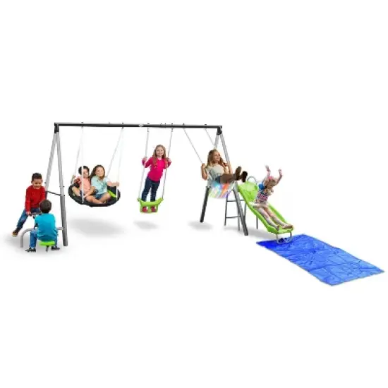 XDP Recreation Swingin' Free Playground Set with Water Slide, Super Disc Swing, Outdoor Slip & Slide Playset for Kids, Toddlers, and Adults image {6}