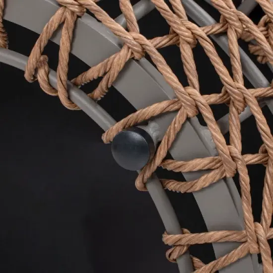 Jennifer Taylor Home Willow 25" Round Upholstered Woven Patio Ottoman in Golden Brown Wicker Frame image {3}