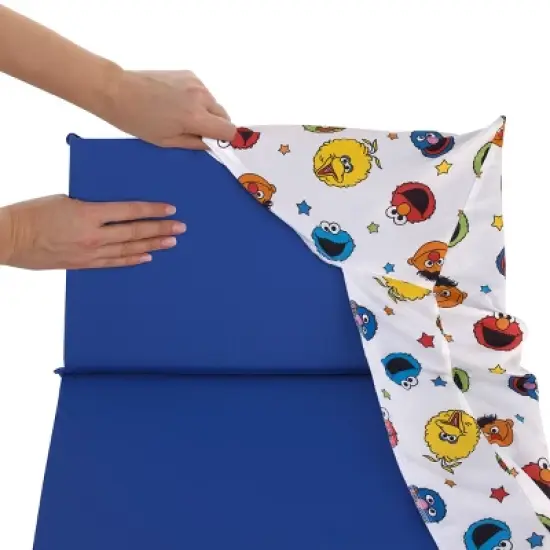 NoJo Sesame Street Come and Play Blue, Green, Red and Yellow, Elmo, Big Bird, Cookie Monster, Grover and Oscar the Grouch Preschool Nap Pad Sheet image {3}