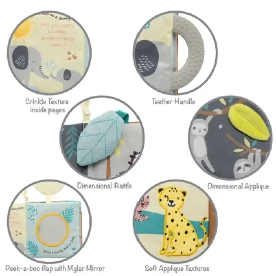 Lambs & Ivy Jungle Friends Developmental Soft Book & Elephant Plush Toy Gift Set image {5}