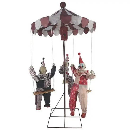72" Animated Clown-Go-Round Halloween Decoration image {1}