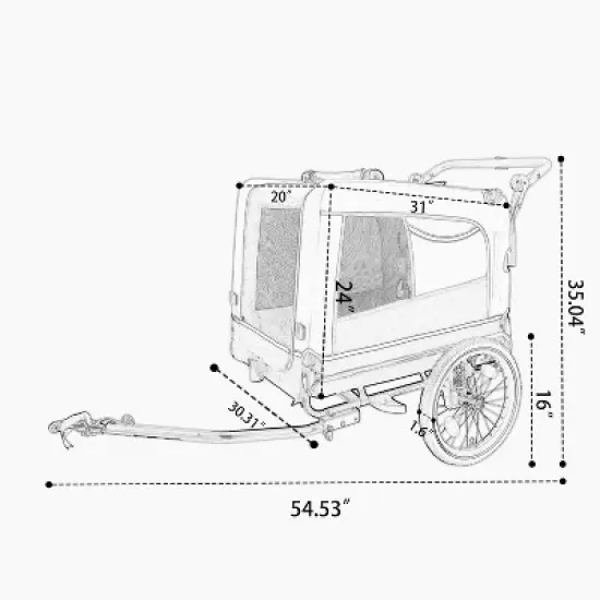 VASIP 2-in-1 Pet Trailer Bike and Pull-Behind Carrier ,Detachable Hitch & Towing Handle, All-Terrain Wheels for Cycling,Walking,Blue image {2}