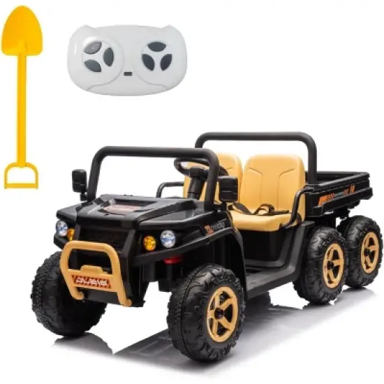 24V Ride-On Toy Truck for Kids - 6 Anti-Slip Tires, Dump Truck, Parent Remote, Music Player, Dual Seats, Sand Shovel, Electric Car for Kids image {6}