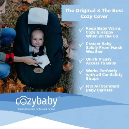 CozyBaby Cozy Cover Infant Car Seat Insulating Cover with Dual Zippers, Face Shield, and Elastic Edge for Travel During Winter Months, Black image {4}