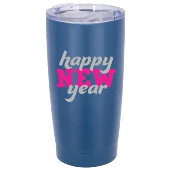 100 North 20 Ounce Stainless Steel On the Go Travel Tumbler With Push Top Lid, Happy New Year Blue image {5}
