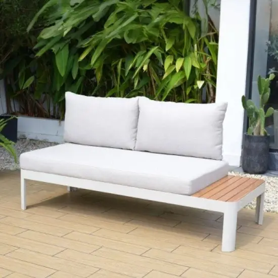 Amazonia Vista Teak/Cast Aluminum Outdoor Patio Loveseat Sofa image {1}