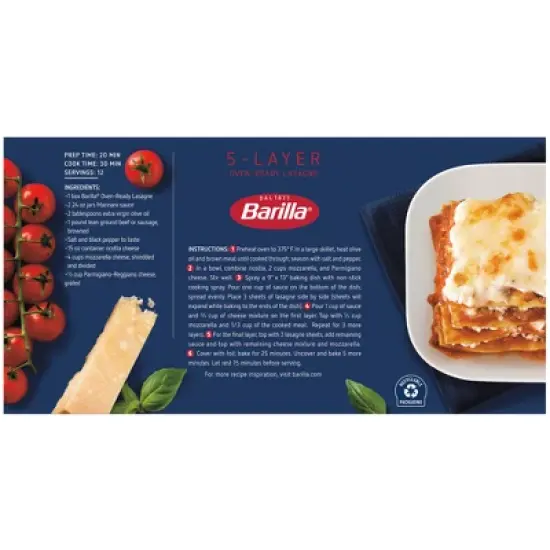 Barilla Oven Ready Lasagna Pasta - 9oz image {6}