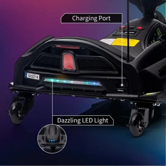 12V Ride-On Drift Car for Kids, Electric Drifting Go-Kart with High/Low Variable Speed, 5 Wheels, Built-In Music, Low-Power Alarm, Ages 8+ image {3}