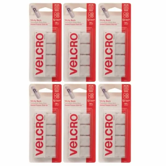 VELCRO&reg; Sticky Back&trade; Square Fasteners, 7/8", White, 12 Per Pack, 6 Packs image {3}