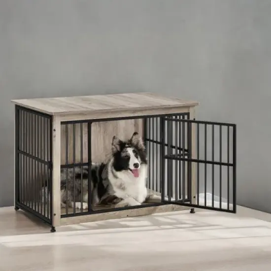 Dog Crate Furniture, End Table, Kennel for Dogs up to 70 lb, Modern Design Heavy-Duty Cage with Removable Tray, Double Doors image {2}