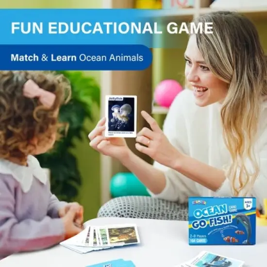 BenBen Go Fish Card Game for Kids, 104 Cards, Ocean Theme Memory Matching Game, Sea Animals Learning Playing Cards image {5}