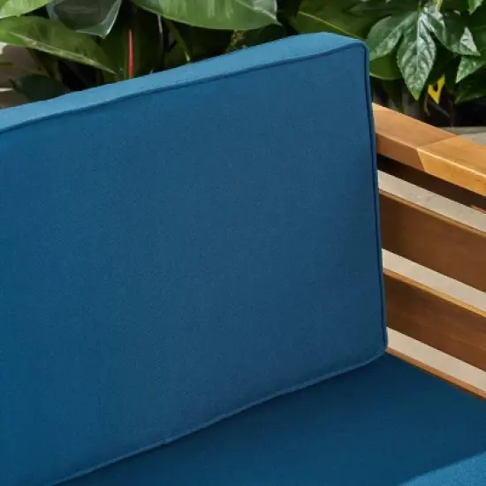 Cambridge 5pc Acacia Wood Sofa Set Teak/Dark Teal- Christopher Knight Home image {2}