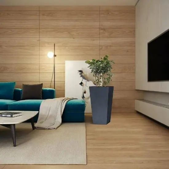 Rosemead Home & Garden 2pc Rectangular Concrete Outdoor Planter Pots Black 12.6"x12.6"x24.4" image {4}