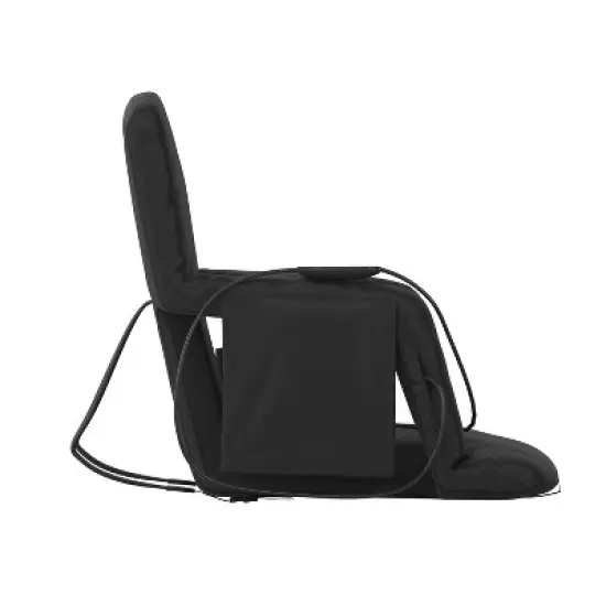 Flash Furniture Extra Wide Foldable Reclining Heated Stadium Chair with Backpack Straps - Black image {6}