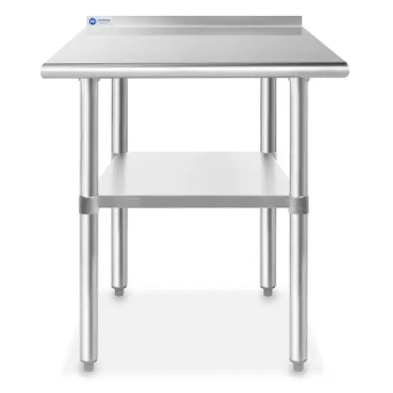GRIDMANN Stainless Steel Tables with Backsplash and Undershelf, NSF Commercial Kitchen Work & Prep Tables for Restaurant and Home image {1}