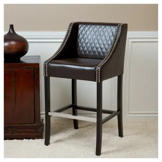 28" Milano Quilted Bonded Leather Barstool - Christopher Knight Home image {3}