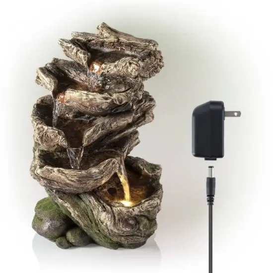 11" Rainforest Five Tier Cascading Fountain with LED Light Gray - Alpine Corporation image {4}