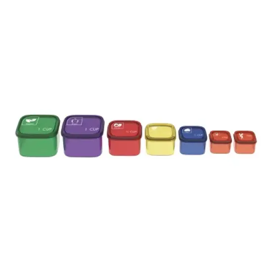 Hastings Home 7-Pc Set of Microwave-Safe, Color-Coded Portion Control Containers for Meal Prep and Dieting image {5}
