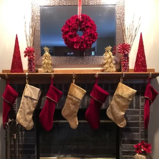 Northlight 20.5" Gold Glittered Swirl Christmas Stocking with Velveteen Cuff image {6}