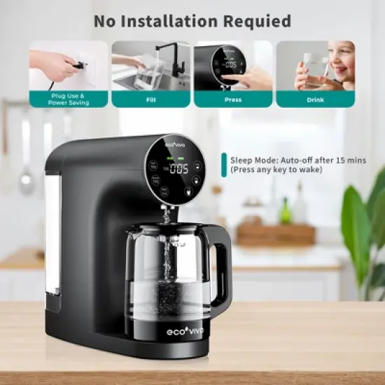 Ecoviva 200G Countertop Reverse Osmosis Water Filtration System with 5 Stage Filtration 3:1 Pure to Drain, TDS Monitor, Faster Delivery Flow image {5}