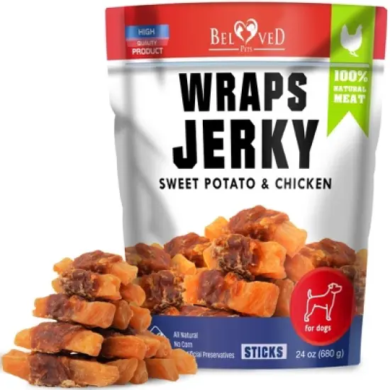 Beloved Pets Sweet Potato Jerky Chicken Wraps Dog Treats Chews Grain Free High Protein Human Grade 1.5 LB - 1 Pack image {7}