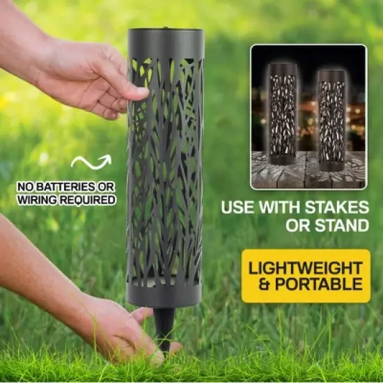 Bell + Howell Black Bollard Pathway Lights Solar Powered - Pack of 4 image {2}