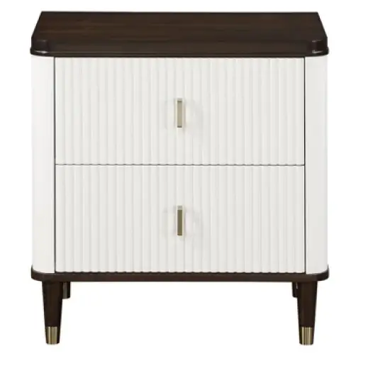 Carena White & Walnut Finish Night Stand w/USB image {1}
