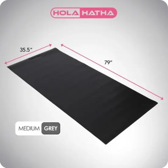 HolaHatha Lightweight Padded Exercise Yoga Mat, Non Slip Thick Foam Foldable Pad for Stretching and Workout Activity, 79 x 35.5" Medium, Grey image {1}