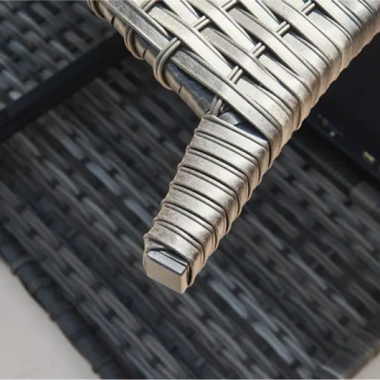 Belord Wicker Outdoor Coffee Table with Tempered Glass Top, 46.5" Wide Rattan Rectangular Coffee Table image {3}