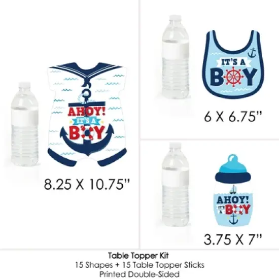 Big Dot of Happiness Ahoy It's a Boy - Nautical Baby Shower Centerpiece Sticks - Table Toppers - Set of 15 image {6}