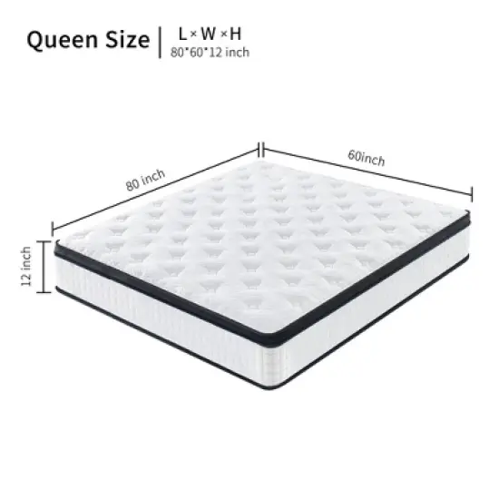 Ridstar 12-inch Memory Foam Hybrid Mattress-White image {5}