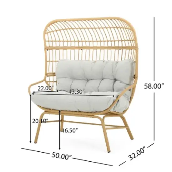 Coolbibila-Loveseat For Outdoor Made Of PE Rattan, Patio Sofa With Stylish And Versatile Design, Patio Chair With Iron Frame And Cushion image {3}