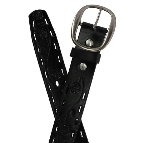 CTM Women's Center Bar Buckle Belt with Flowers image {1}