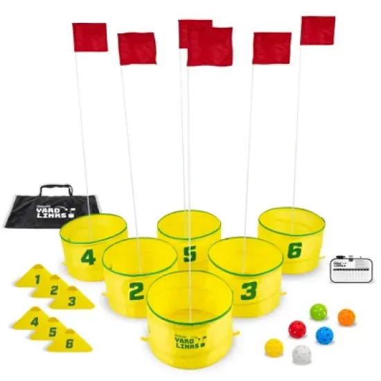 GoSports Yard Links Golf Game with 6 Buckets, Tee Markers and 6 Balls - Yellow image {6}