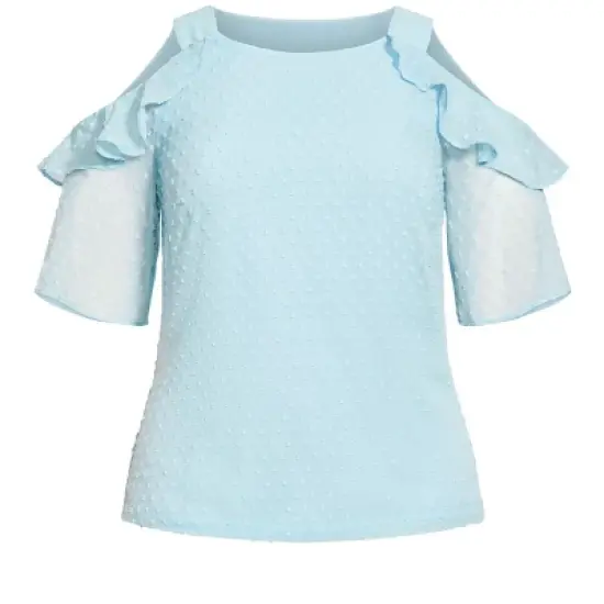 Women's Plus Size Dobby Sleeve Top - sky | CITY CHIC image {2}