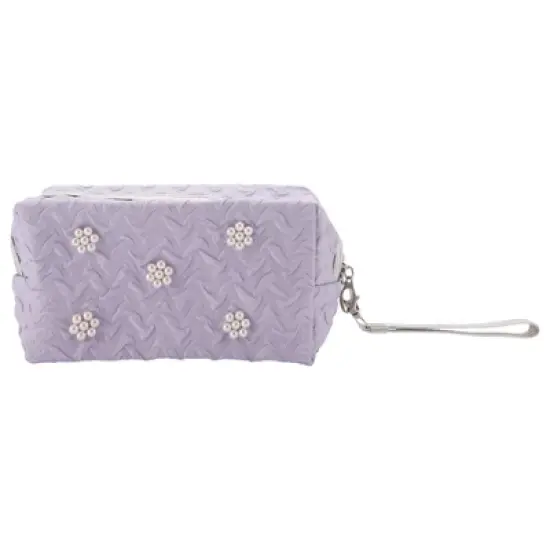 Unique Bargains Women's Portable Solid Color Faux Pearls Makeup Bag 1 Pc image {5}