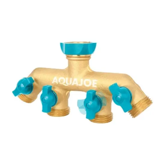 Aqua Joe AJ-FS4W Solid Brass 4-Connection Garden Hose Splitter image {3}