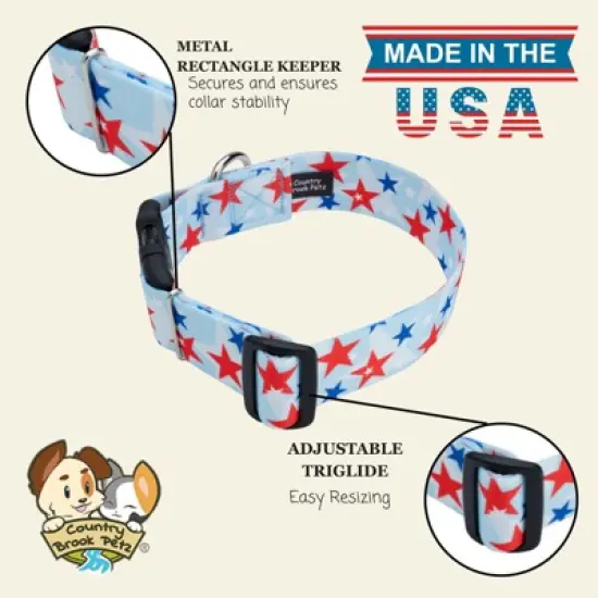 Country Brook Petz HossFit Jr Wide Deluxe Dog Collar - Americana Collection image {3}