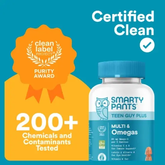 SmartyPants Teen Guy Plus Multivitamin & Omegas Gummies with Vitamins C, D3, B12 & Zinc - 60ct image {10}