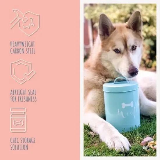 Park Life Designs 46 fl oz Jasper Treat Tin Dog Food Storage - Aqua Blue image {3}