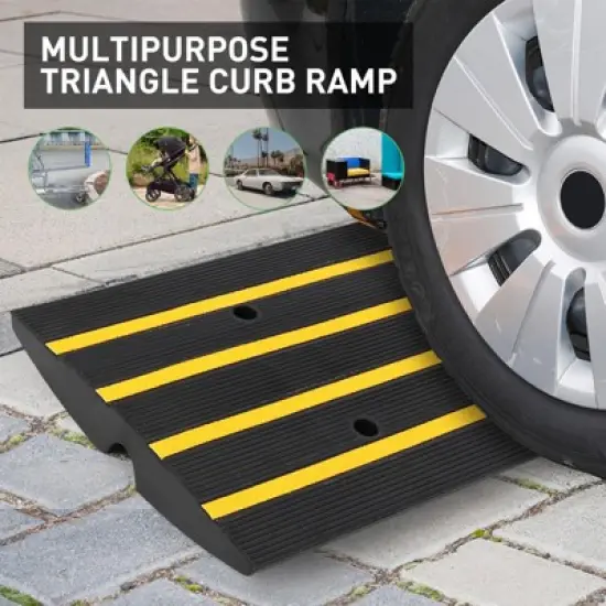 Rubber Curb Ramp, Rise Height Sidewalk Curb Ramp,Driveway Ramp or Forklifts, Trucks, Buses, Cars, Wheelchairs, Bikes image {4}
